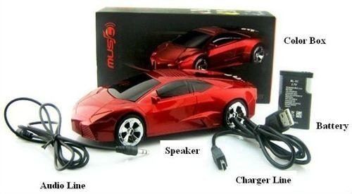 Carro Caixa De Som Lamborghini Portatil Radio Fm Usb Mp3 Sd